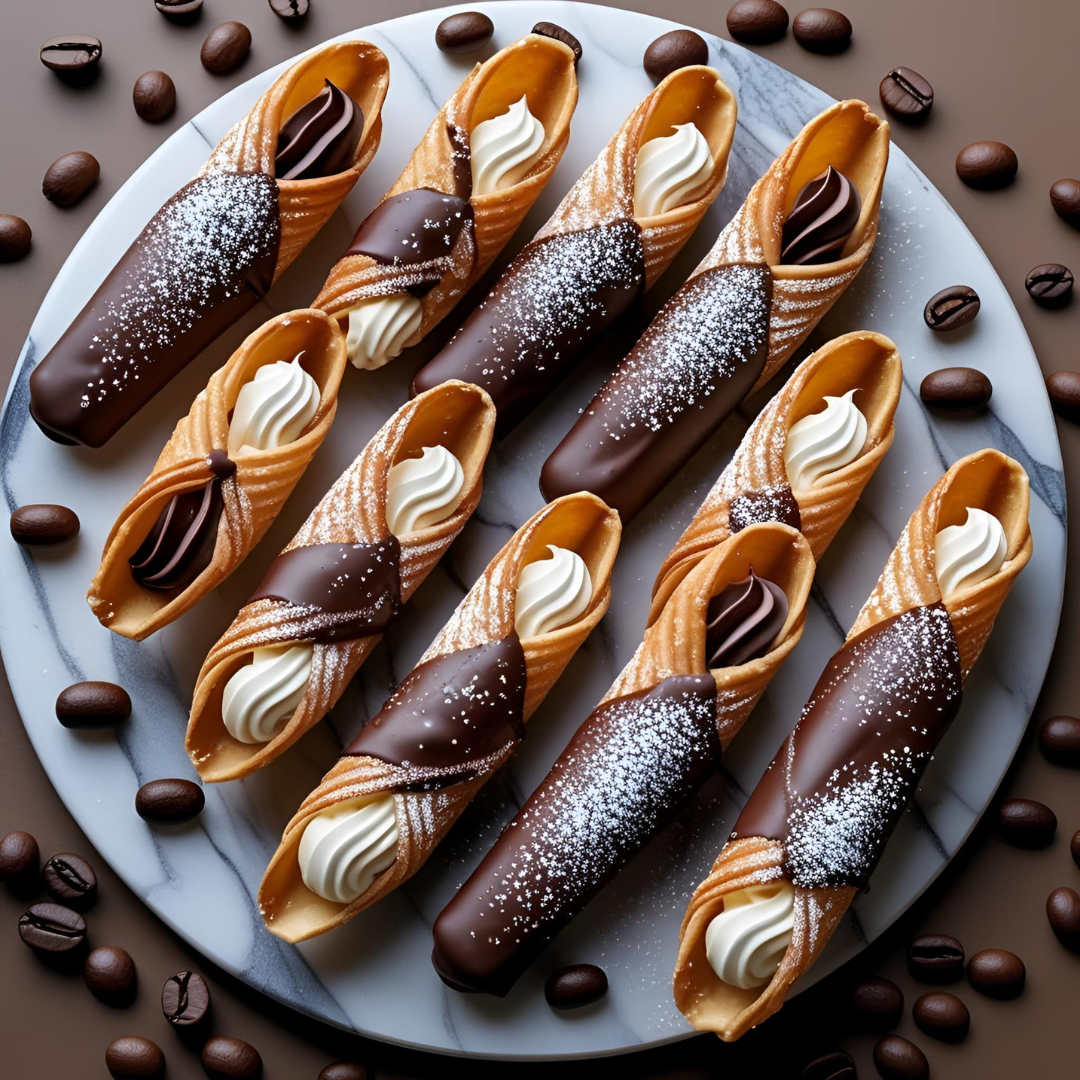 Chocolate-Dipped Mocha Cannoli - Fill Your Plate