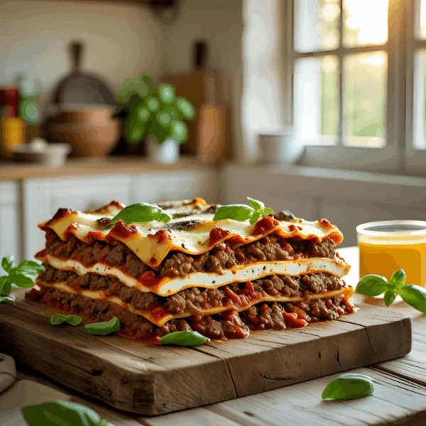Sausage, Beef and Goat Cheese Lasagna
