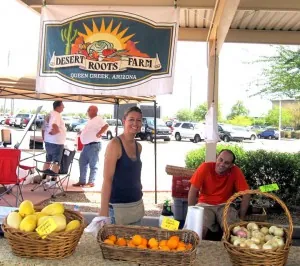 Desert Roots Farm Arizona farmers sell fresh produce year round at winter farmer's markets. img credit: GilbertFarmersMarke