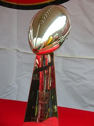 The San Francisco 49ers' Super Bowl XXIX troph... The San Francisco 49ers' Super Bowl XXIX troph...
