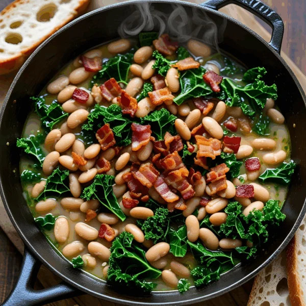 Bacon, White Bean, and Kale Skillet