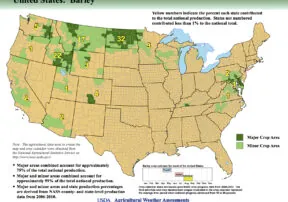 USDA Releases New Maps Identifying Major Crop Producing Areas: Barley