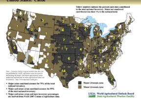 USDA Releases New Maps Identifying Major Crop Producing Areas: Cattle