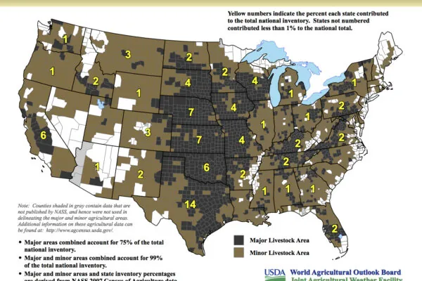 USDA Releases New Maps Identifying Major Crop Producing Areas: Cattle
