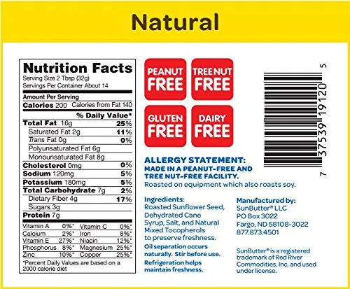 sunbutter nutrition facts