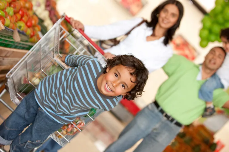 Family shopping for some groceries at the supermarket
