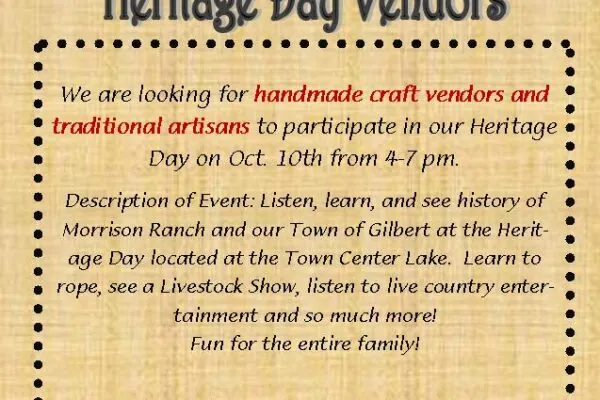 Heritage Day Vendors Needed