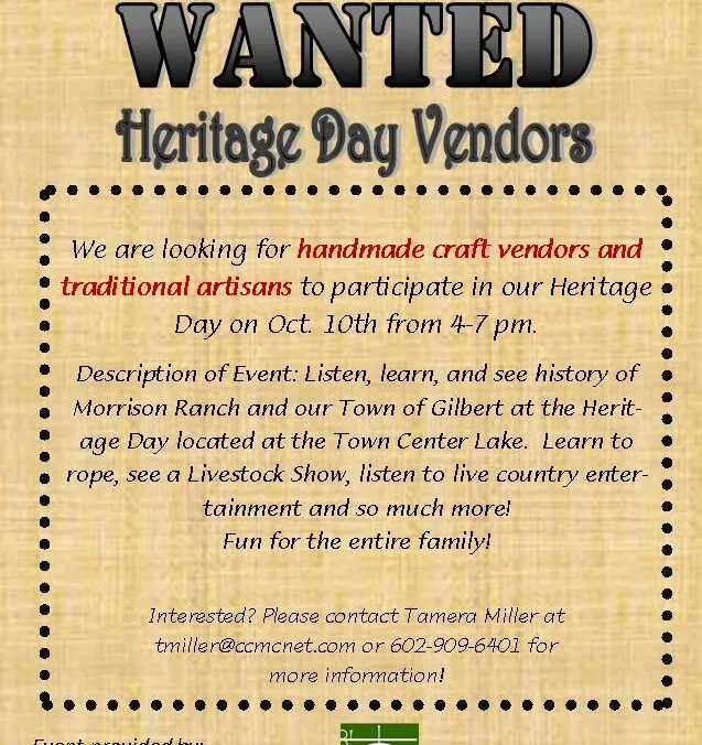 Heritage Day Vendors Needed