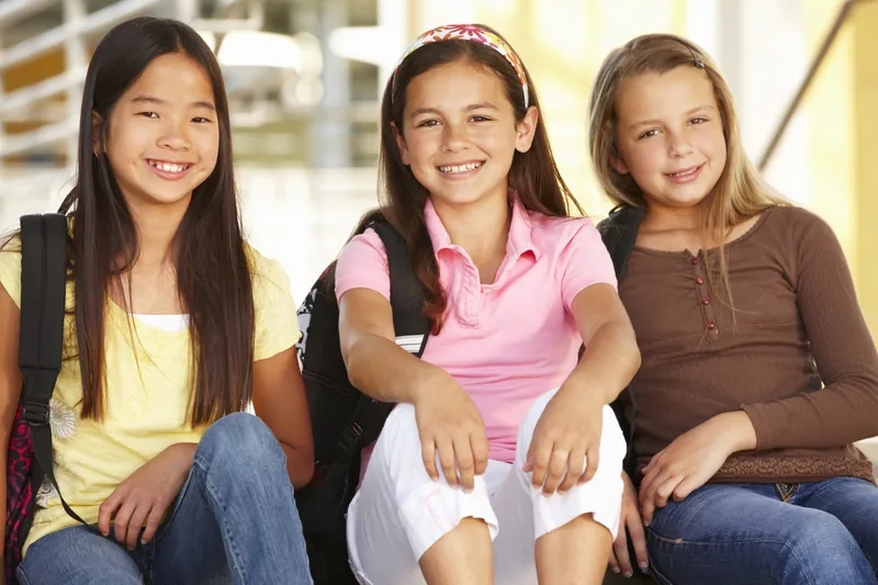 Pre teen girls in school