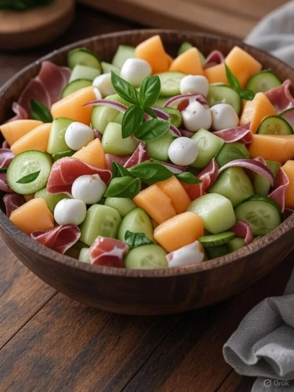 Cucumber and Cantaloupe (Honeydew) Salad