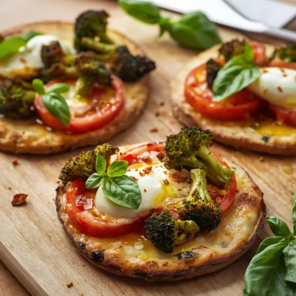 Broccoli and Tomato Flatbread Pizzas