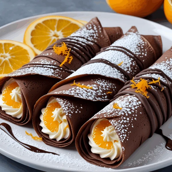 Chocolate Crepes with Orange Cream Cheese Filling