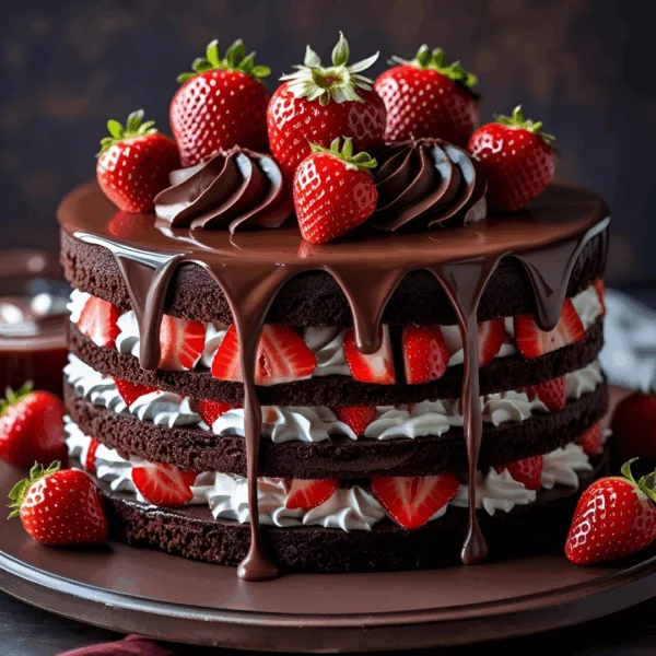 Chocolate Strawberry Nutella Cake