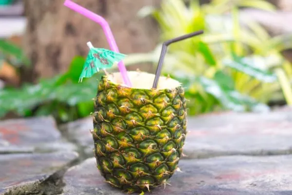 Homemade Virgin Pina Coladas In a Pineapple