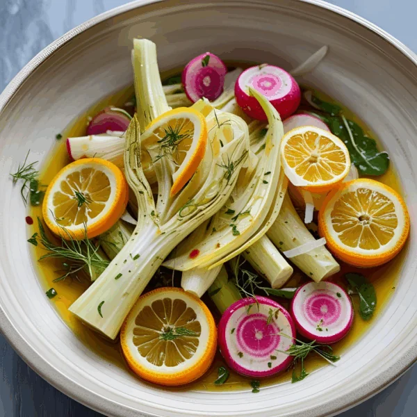 Arizona Citrus Braised Fennel and Radishes with Parmigiano-Reggiano