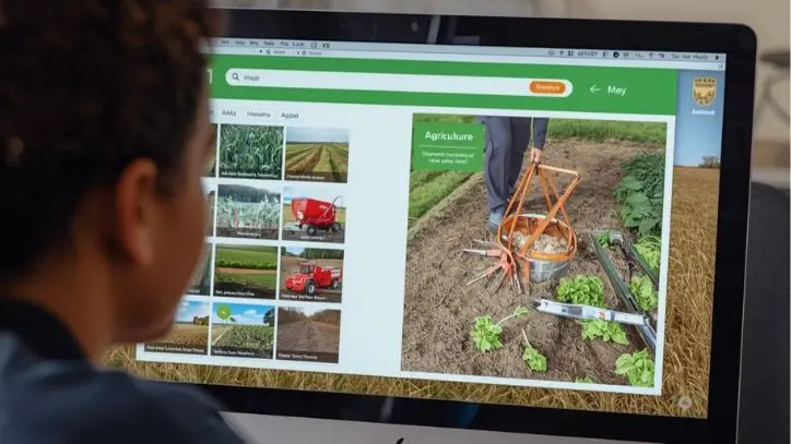 Boy learning about Agriculture Online