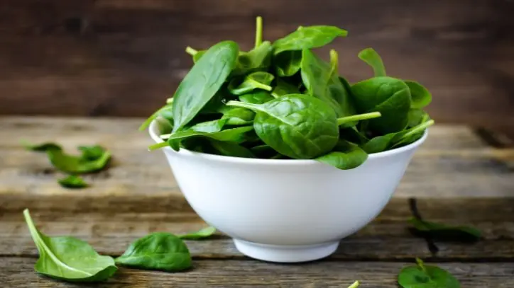 Bowl of raw spinach