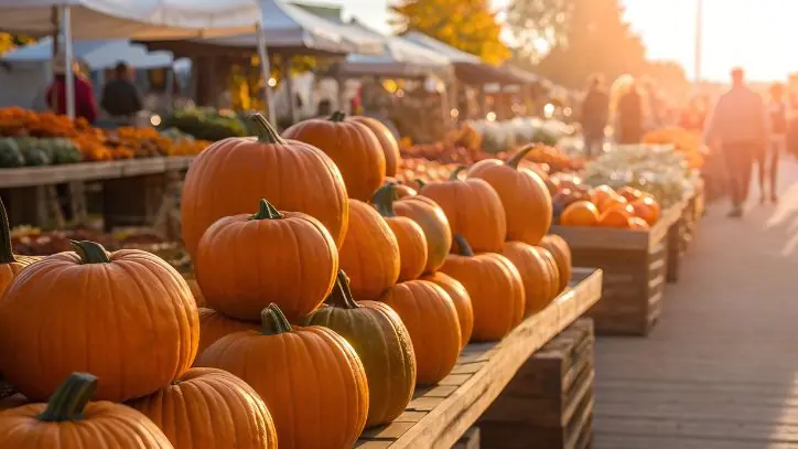Pumpkins at an outdoor Farmer's Market