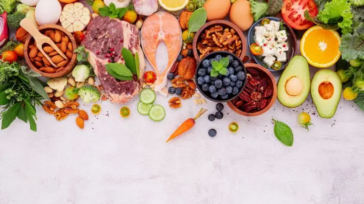 Various types of low carb foods