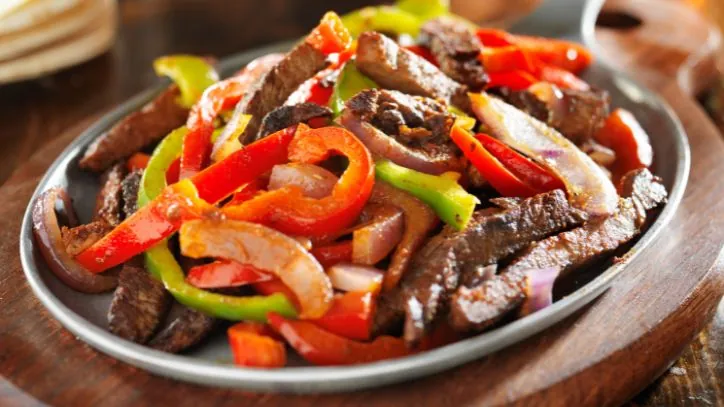 pan filled with fajita filling