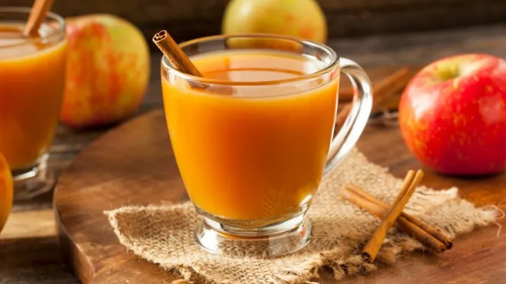 Caramel Hot Apple Cider in a glass mug