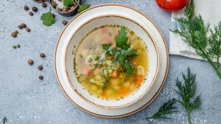 Zupa Ogorkowa pickle soup in a bowl
