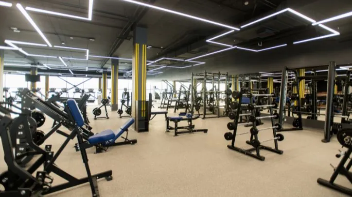 Weight room of an empty gym