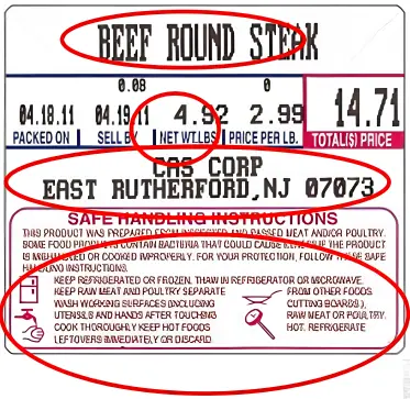 Meat Packaging Label